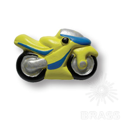 355AM Ручка кнопка детская, мотоцикл желтый